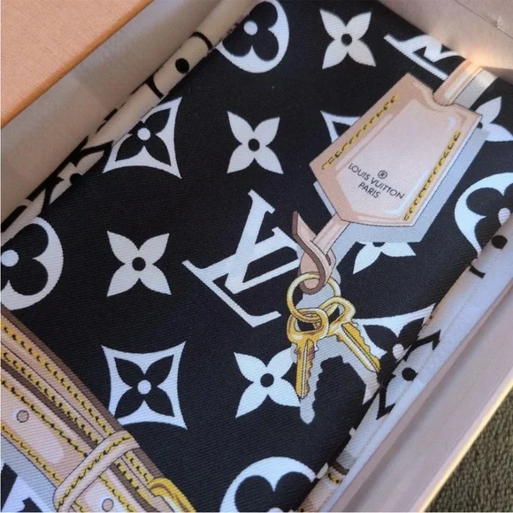 Louis Vuitton Monogram Scarf with Gold Accents - Picture 3 of 9